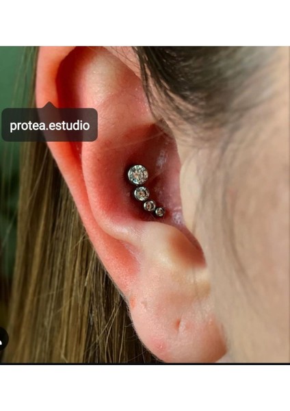 Dört Taş Çelik Tragus Helix Conch Piercing,