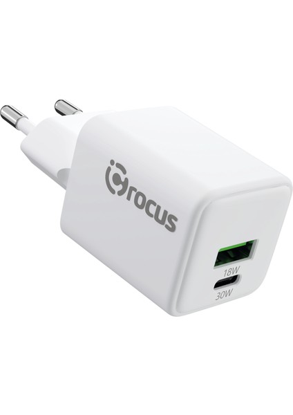 Gan 30W Pd+Qc 3.0 Seyahat Şarj Cihazı-Beyaz