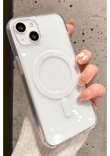 Apple Iphone 13 / 14 Kılıf Kablosuz Şarj Magsafe Uyumlu Köşe Korumalı Şeffaf Kılıf