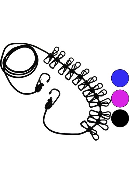 Robinanka Renkli Lastik 12PCS Metal Mandallı Çamaşır Ipi