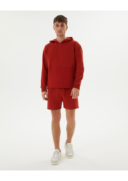Tarçın Turuncu Kiremit Erkek Uzun Kollu Kanguru Cepli Organik Pamuk Kapşonlu Sweatshirt fırsatları