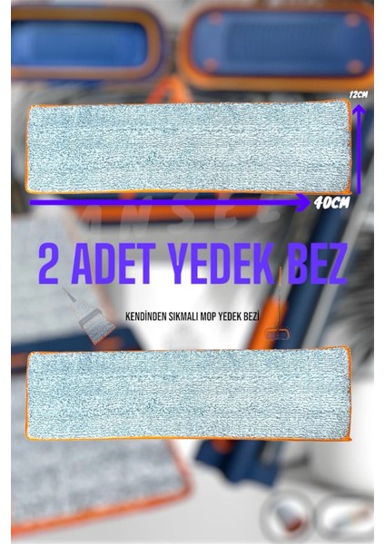 2 Adet Yedek Bez - Sadece Bez - Kendinden Sıkmalı Mop Yedek Bezi - Mikrofiber Yedek Bez