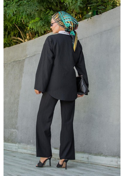 Mira Bürümcük Kumaş Tunik Pantolon Takım-Siyah fırsatları