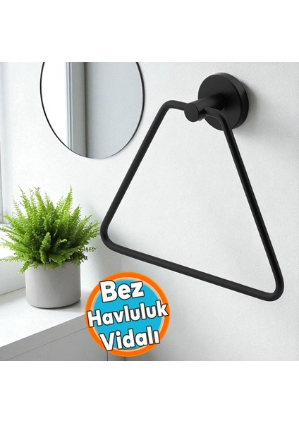 Banyo Mutfak Lavabo Üçgen Bez Havlu Askısı Siyah Paslanmaz Metal Vidalı Bez Havluluk Aparatı