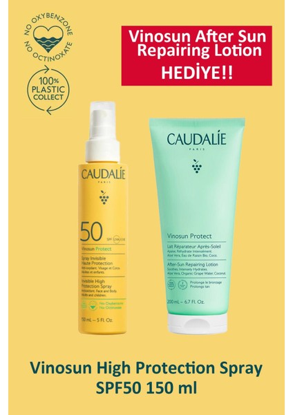 Vinosun High Protection Spray SPF50 150 ml + Caudalie Vinosun After Sun Repairing Lotion 200 ml