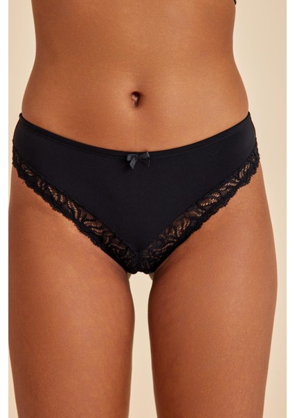 Luna Siyah Dantelli Slip Külot