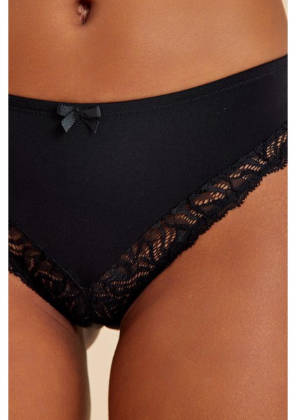 Luna Siyah Dantelli Slip Külot