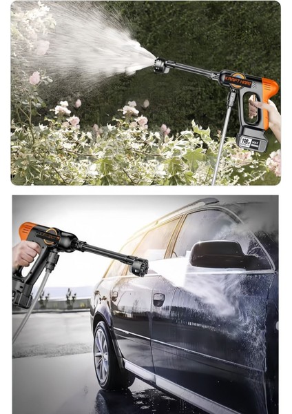 21V Akülü Basınçlı Yıkama Makinesi Çift Akülü Çantalı
