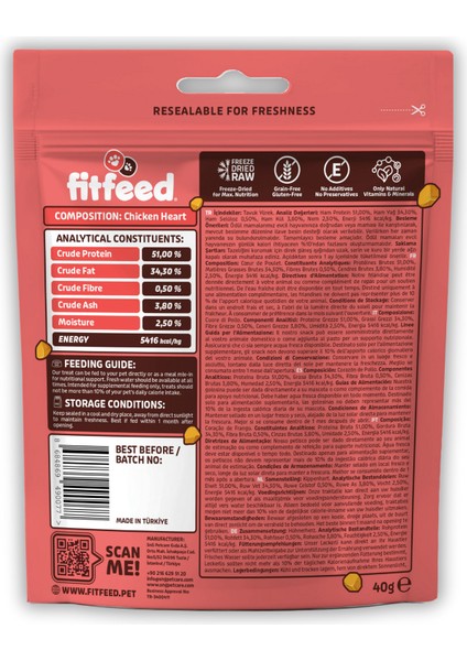 Freeze-Dried Çiğ Tavuk Yürek Köpek Ödülü 40g fiyatları