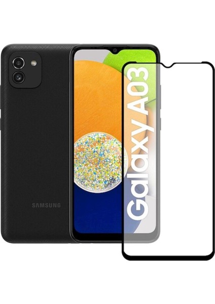 Samsung Galaxy A03S Tam Ekran Koruyucu Kırılmaz Cam 9H Temperli Koruma Dayanıklı 5D