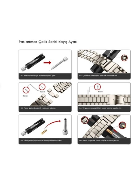 Apple Watch Series 1/2/3/4/5/6/7/8/se Ultra 45MM Kordon Paslanmaz Çelik Stainless Steel Baklalı Ayarlanabilir Akıllı Saat Kordonu ve Ayarlama Aparatı