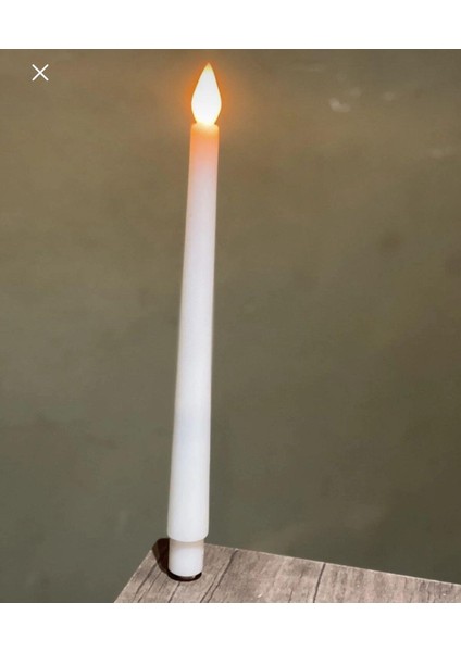 Mum Led Işıklı Şamdan mumu 28cm ekru-2li