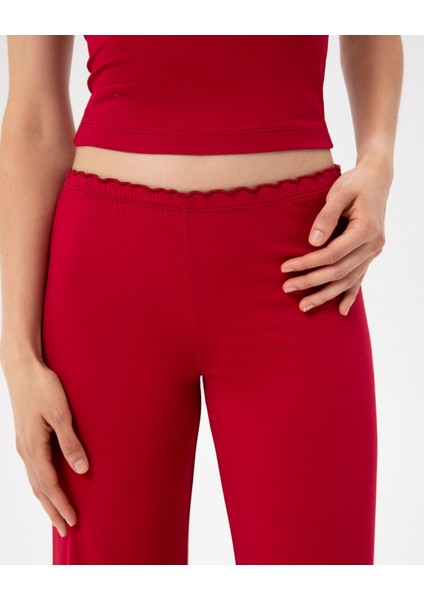 EcoVero Viskoz Kırmızı Flare Pijama Pantolon modelleri
