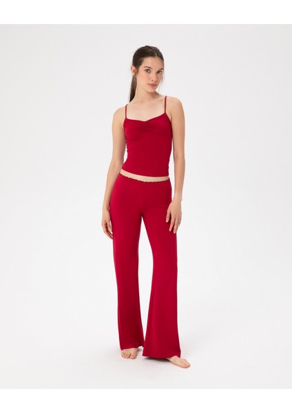 EcoVero Viskoz Kırmızı Flare Pijama Pantolon indirimleri