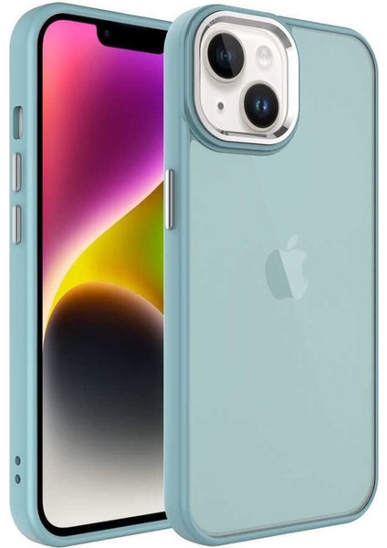 Apple iPhone 15 Plus Kılıf Metal Buzlu Şeffaf Transparan Kapak