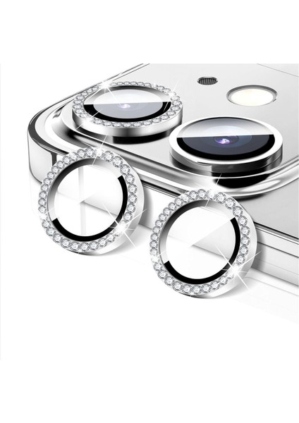 Apple iPhone 11 Taşlı Parlak Kamera Lens Koruyucu Cam ve Çerçeve Kamera Koruma Lensi