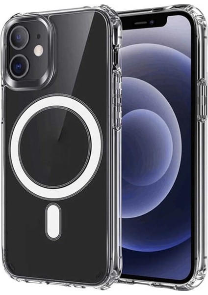 Apple Iphone 12 Kılıf Kablosuz Şarj Magsafe Uyumlu Köşe Korumalı Şeffaf Kılıf