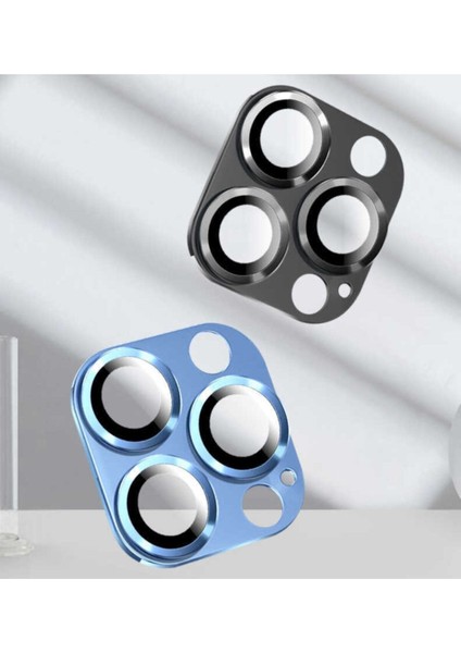 Apple iPhone 13 Kamera Lens Koruyucu Metal Çerçeveli Tam Koruma Temperli Cam