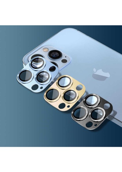 Apple iPhone 13 Kamera Lens Koruyucu Metal Çerçeveli Tam Koruma Temperli Cam