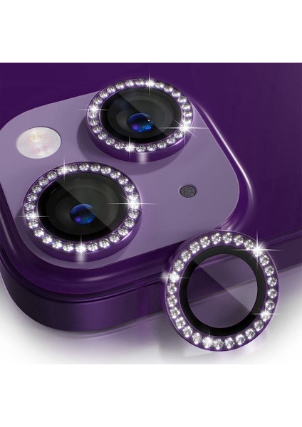 Apple iPhone 14 Parlak Kamera Lens Koruyucu Cam ve Çerçeve Kamera Koruma Lensi