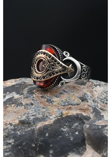 Doğal Akik Taşlı Tesbih ve 925 Ayar Gümüş Yüzük Ay Yıldızlı (Ayyıldızlı) Kırmızı 901979 indirimleri