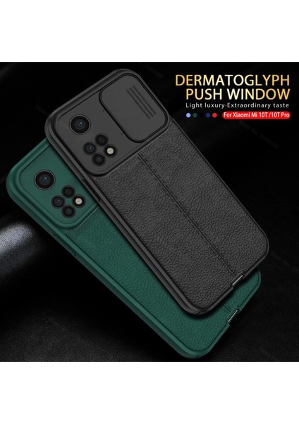 Xiaomi Mi 11T Pro Uyumlu Kılıf Sürgülü Slide Kamera Korumalı Deri Görünümlü Lüks Silikon