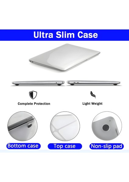 Apple Macbook Pro 13 M1-m2 Çip 2020/2022 A2251-a2289-a2338-a1706-a1708-a2159 Şeffaf Parlak Kristal Kapak