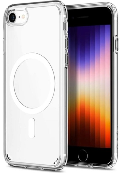 Apple iPhone 8 Kılıf Magsafe Wireless Kablosuz Şarj Destekli Sert Şeffaf Darbe Emici Kapak