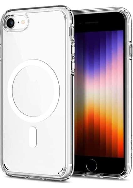 Apple iPhone 8 Kılıf Magsafe Wireless Kablosuz Şarj Destekli Sert Şeffaf Darbe Emici Kapak