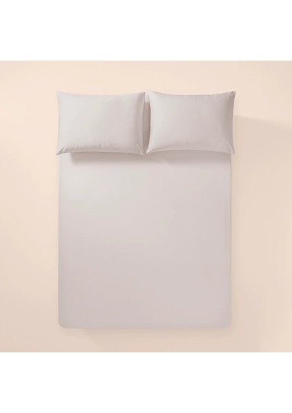 %100 Pamuk Percale Lastikli Çarşaf 200X200 cm Gri - Pure Serisi