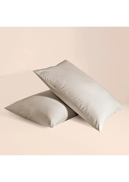 %100 Pamuk Percale 2li Yastık Kılıfı Taş Rengi - Pure Serisi