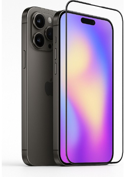 Apple iPhone 15 Pro Uyumlu Tam Kapatan Tamperli Cam Ekran Koruyucu Kırılmaz Cam