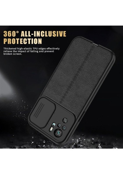 Xiaomi Poco F3/xiaomi Redmi K40 Kılıf Sürgülü Slide Kamera Korumalı Deri Görünümlü Leke Tutmaz Silikon
