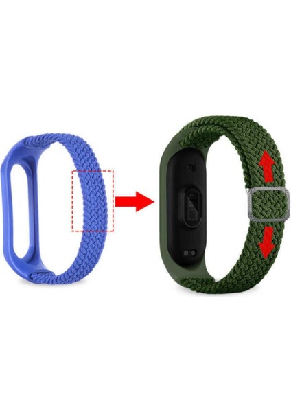 Xiaomi Mi Band Uyumlu Hasır Örgü Kumaş Kordon Kayış Bileklik