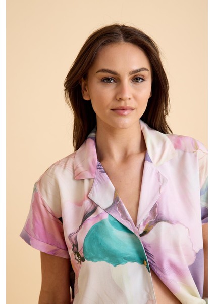 Paradise Çiçek Desenli Ultra Hafif Viskon Ipeksi Pijama Set