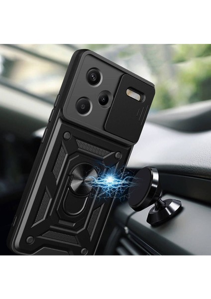 Xiaomi Redmi Note 13 Pro Plus 5g Kılıf Kamera Korumalı Sürgülü Yüzüklü Armor Tank Kapak