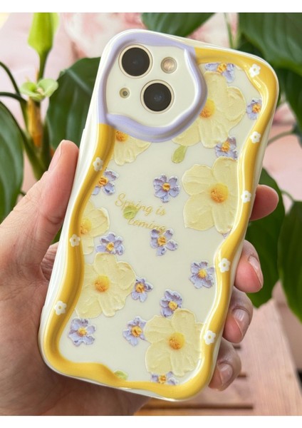 Apple iPhone 14/13 Uyumlu Kılıf Tasarımlı Desenli Kamera Korumalı Papatya Çiçek Renkli Silikon Kapak