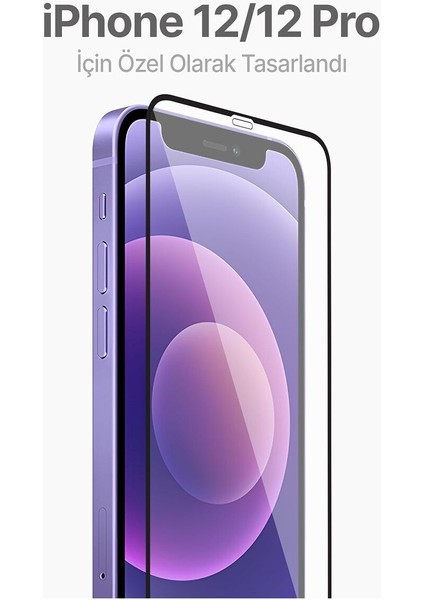 Apple iPhone 12 Uyumlu Kolay Uygulama Aparatlı Siyah Çerçeveli Tam Kapatan Cam Ekran Koruyucu fiyatları