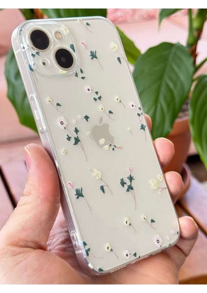 Apple iPhone 13/14 Uyumlu Kılıf Tasarımlı Desenli Kamera Korumalı Şeffaf Çiçek Esnek Yumuşak Silikon Kapak