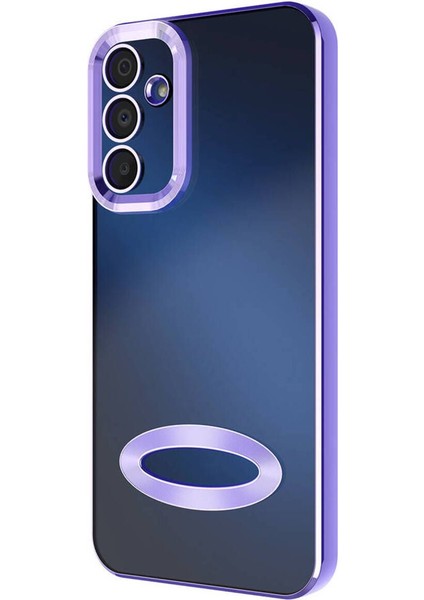 Samsung Galaxy A25 Kılıf Kamera Lens Korumalı Şeffaf Renkli Logo Gösteren Parlak Kapak
