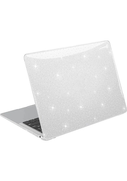 Apple Macbook Air 13.6 M2 M3 M4 Çip 2022 2024 2025 A2681 A3113 A3240 Kılıf Parlak Simli Şeffaf Transparan Kapak modelleri