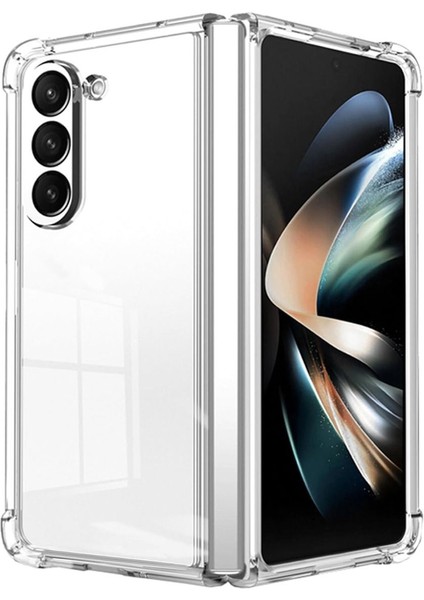 Samsung Galaxy Z Fold 6 Kılıf Crystal Sert Pc Antishock Darbe Emici Kenar Şeffaf Silikon Kapak
