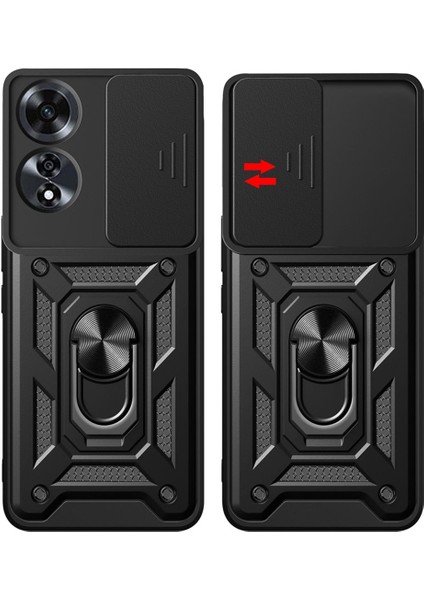 Oppo A60 Kılıf Kamera Korumalı Sürgülü Yüzüklü Armor Military Tank Koruyucu Kapak fırsatları