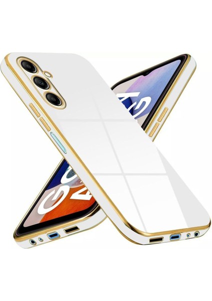 Samsung Galaxy A24 Kılıf Parlak Kenarlı Altın Işlemeli Kamera Korumalı Kapak fiyatları