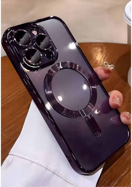 Apple iPhone 14 Pro Max Kılıf Kamera Lens Korumalı Magsafe Şarj Kilifi Şeffaf Renkli Yumuşak Kapak