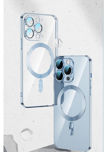 Apple iPhone 14 Pro Max Kılıf Kamera Lens Korumalı Magsafe Şarj Kilifi Şeffaf Renkli Yumuşak Kapak