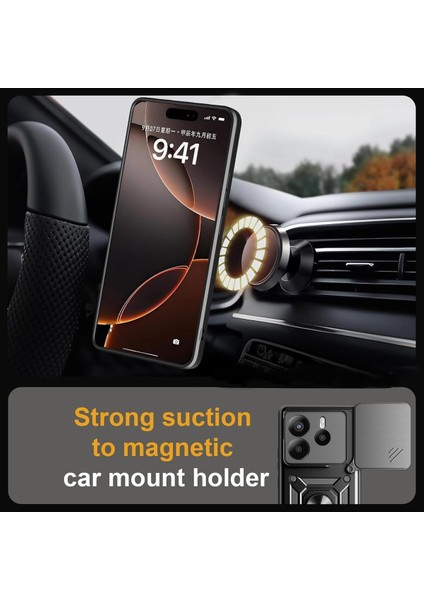 Xiaomi Redmi Note 14 4g Kılıf Kamera Korumalı Sürgülü Yüzüklü Armor Military Tank Koruyucu Kapak