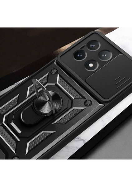 Poco X6 Pro 5g Kılıf Kamera Korumalı Sürgülü Yüzüklü Armor Tank Kapak