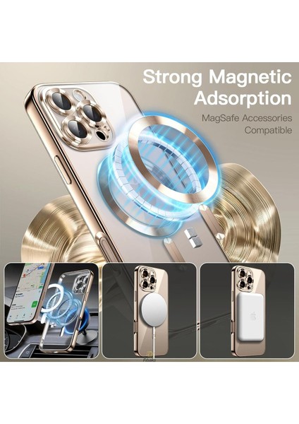 Apple iPhone 16 Pro Kılıf Kamera Lens Korumalı Magsafe Şarj Kilifi Şeffaf Renkli Yumuşak Kapak