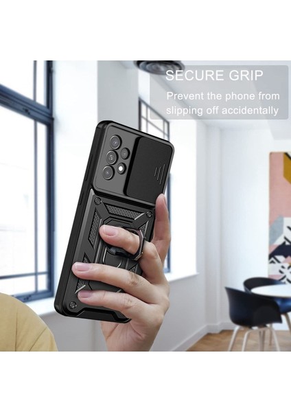 Samsung Galaxy A33 5g Uyumlu Kılıf Kamera Korumalı Sürgülü Yüzüklü Armor Military Tank Zırhlı